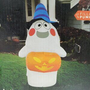 Halloween Candy Basket Ghost Inflatable 5 Foot LED Lights Outdoor Yard Decor